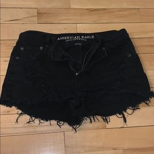 American Eagle Black Hi-Rise Festival Shorts